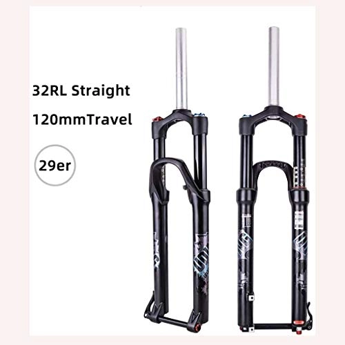 Mountain Bike Fork : AIFCX 29in Suspension Air Fork, Mountain Bike Front Fork, Straight Tube Double Shoulder Control, Aluminum Alloy, Damping Adjustment, Travel 120mm, for Bicycle MTB, Black-29in