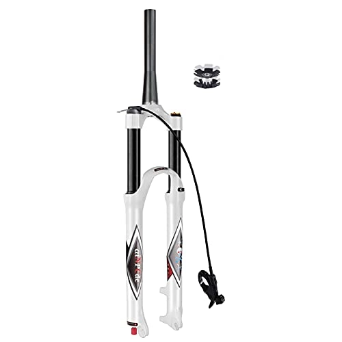 Mountain Bike Fork : aiNPCde 26 27.5 29 in MTB Air Front Fork Suspension, Ultralight Alloy Damping Adjustment Disc Brake XC Mountain Bike Forks for 1.5-2.45" Tires (Color : Tapered Remote lock out, Size : 26 inch)