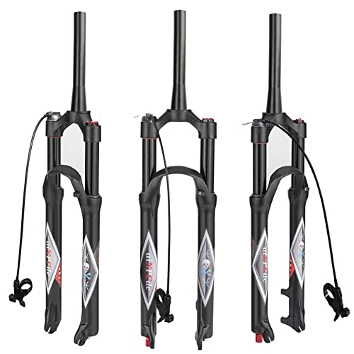 Mountain Bike Fork : aiNPCde 26 / 27.5 / 29 Inch MTB Air Suspension Fork Travel 140mm, FO01-RK21 Rebound Adjust 1-1 / 8 Bicycle Front Forks for Mountain MTB XC Disc Brake Bicycle (Color : Tapered-Remote Lock, Size : 26 inch)