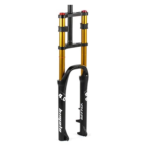 Mountain Bike Fork : aiNPCde 26 In MTB E-Bike Front Fork, MTB Electric Bicycle Suspension Fork, Disc Brake Air Shock Absorber 1-1 / 8 Steerer 170mm Travel QR For 4.0" Fat Tire ATB / BMX (Color : Gold)