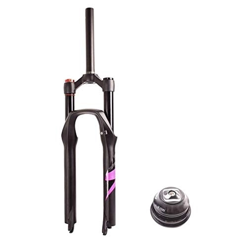 Mountain Bike Fork : aiNPCde Bike Fork 26 27.5 29 Inch 120MM Travel MTB Suspension Forks, 1-1 / 8" with Bicycle Headset Set 44-55mm (Color : Pink, Size : 27.5")