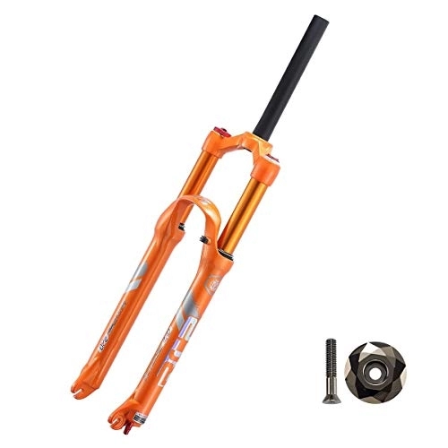 Mountain Bike Fork : aiNPCde Mountain Bicycle Suspension Fork Magnesium Alloy 26 / 27.5 Inch MTB Front Forks Double Air Chamber with Top Cap (Color : Orange, Size : 27.5 inches)