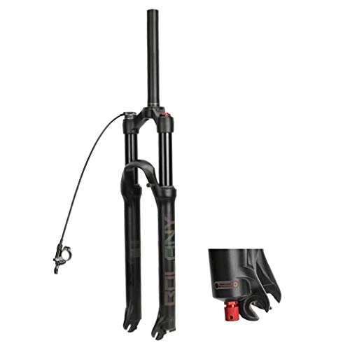 Mountain Bike Fork : aiNPCde Mountain Bike Front Fork 26 / 27.5 / 29 Inch 1-1 / 8", Alloy Air Quick Release Damping Adjustment MTB Bicycle Suspension Fork (Color : Straight-remote lockout, Size : 27.5 inch)