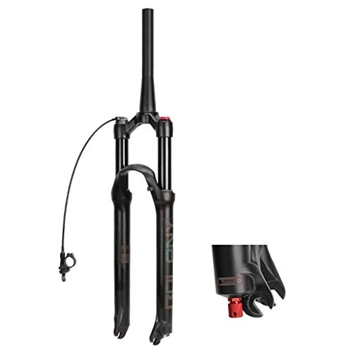 Mountain Bike Fork : aiNPCde Mountain Bike Front Fork 26 / 27.5 / 29 Inch 1-1 / 8", Alloy Air Quick Release Damping Adjustment MTB Bicycle Suspension Fork (Color : Tapered-remote lockout, Size : 27.5 inch)