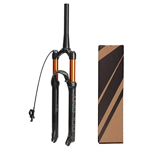 Mountain Bike Fork : aiNPCde Mountain Bike Magnesium Alloy MTB Front Fork 26 27.5 29 Inch, Damping Adjustment 120mm Travel Shock Absorber Air Fork FKA004 (Color : Tapered remote lockout, Size : 27.5 inch)