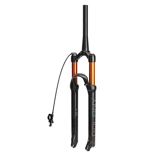 Mountain Bike Fork : aiNPCde MTB Bike Air Suspension Fork 26 27.5 29 Inch Damping Adjustment 120mm Travel Disc (Color : Tapered-remote lockout, Size : 26 inch)
