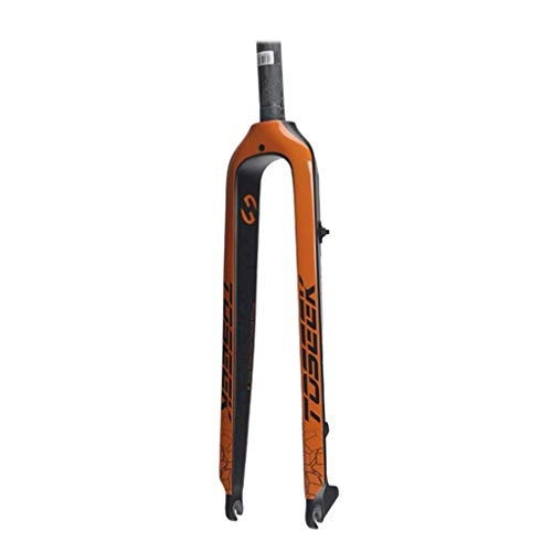 Mountain Bike Fork : AISHANG Mountain Bike Front Fork, Carbon Fiber Straight Tube Hard Fork Disc Brake 26 / 27.5 Inch 29 Inch Full Carbon Bicycle Accessories, Orange-27.5 inch