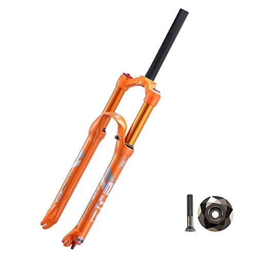 Mountain Bike Fork : AISHANG MTB Suspension Fork 26 / 27.5 Inch Alloy Orange, Mountain Bicycle Front Forks Double Air Chamber with Top Cap Absorber