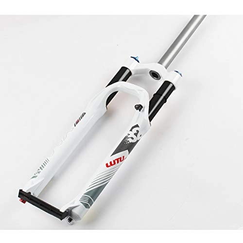 Mountain Bike Fork : Alician Mountain Bicycle Front Fork Damping Downhill Cycling Front Fork 29 inch white - black tube (shoulder control) (with damping)