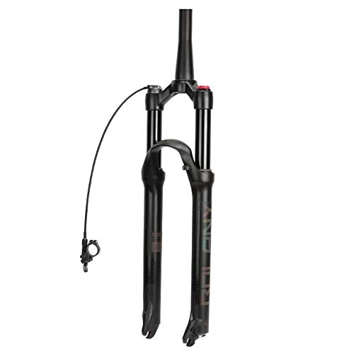 Mountain Bike Fork : Amberzcy Bicycle Front Forks, MTB 26 / 27.5 / 29 Inch Travel 100mm Matte Cone Tube Shoulder Control Line Control Damping Adjustment Black (Design : B, Size : 29inch)