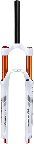 Mountain Bike Fork : Amdieu Mountain Bike Suspension Fork 26 / 27.5inch, with Rebound Adjustment 28.6mm Straight Tube Bicycle Fork Double Air Chamber Front Fork Accessories (Color : White, Size : 27.5inch)