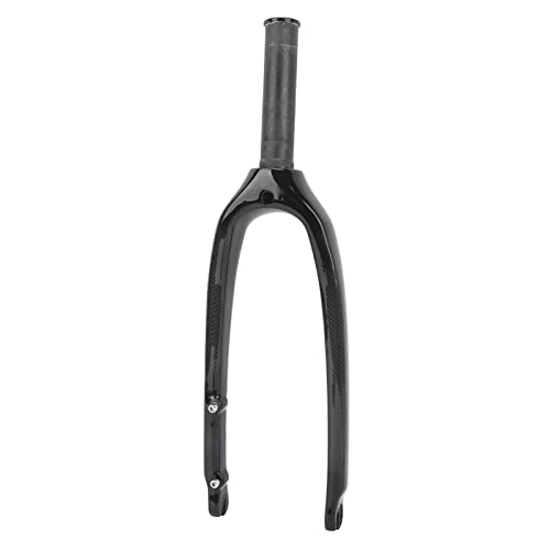 Mountain Bike Fork : AMONIDA Carbon Fiber Front Fork, Lightweight High Strength 20in 3K Light Mountain Bike Fork for 28.6mm Straight Tube Folding Bike