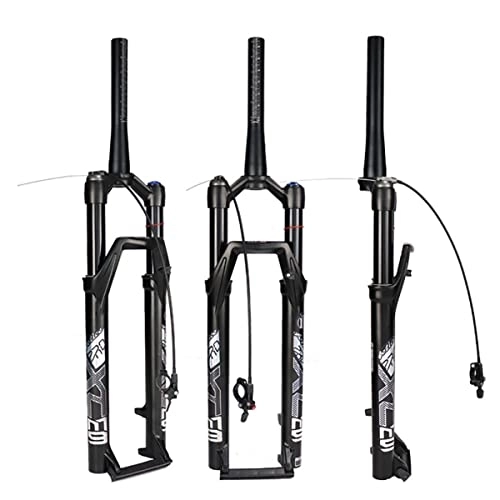 Mountain Bike Fork : Asiacreate 27.5 / 29 Inch Mountain Bike Air Suspension Fork 1-1 / 2" Tapered Tube QR 9MM Disc Brake Fork 100mm Travel Manual / Remote Lockout Bicycle Forks (Color : RL, Size : 27.5inch)