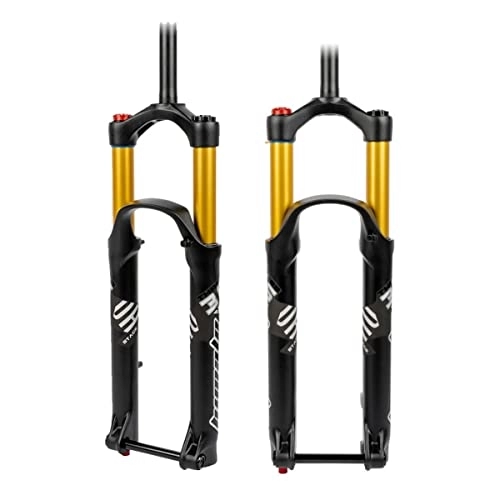 Mountain Bike Fork : Asiacreate 27.5 / 29er Straight / Tapered Tube Bike Air Suspension Fork Thru Axle 9mm Rebound Adjust Manual Lockout MTB Bicycle Forks 110mm Travel XC / AM / DH Front Fork (Color : Gold, Size : 1-1 / 8 29'')