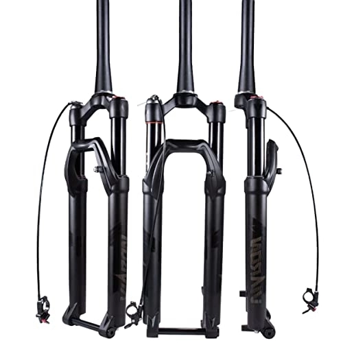 Mountain Bike Fork : Asiacreate 27.5 29in MTB Air Suspension Fork Travel 100mm Rebound Adjust Mountain Bike Front Forks Tapered Tube Manual / Remote Lockout Thru Axle 15x110mm Bicycle Forks (Color : 32mm RL, Size : 29'')