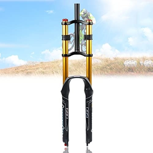 Mountain Bike Fork : Asiacreate Downhill Mountain Bike Fork 26 / 27.5 / 29" 1-1 / 8" Straight Tube Double Shoulder Air Suspension Fork QR 9mm Travel 130mm MTB AM Front Forks (Color : Gold, Size : 29inch)