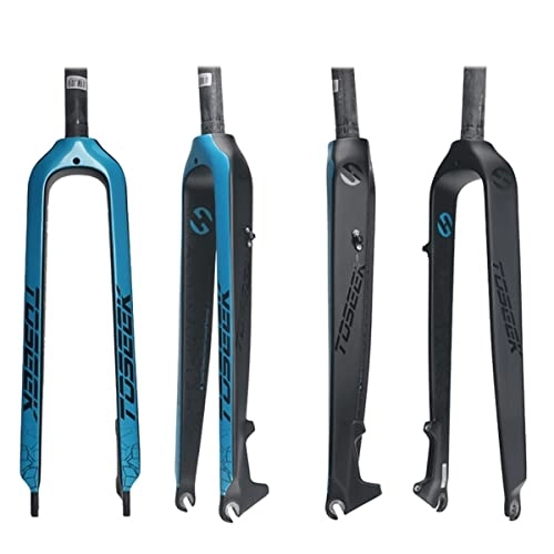 Mountain Bike Fork : Asiacreate Mountain Bike Full Carbon Fork 26 / 27.5 / 29 In 1-1 / 8'' 3k Threadless Straight Tube MTB Rigid Forks Disc Brake QR 9mm Lightweight Front Fork (Color : Blue, Size : 26'')