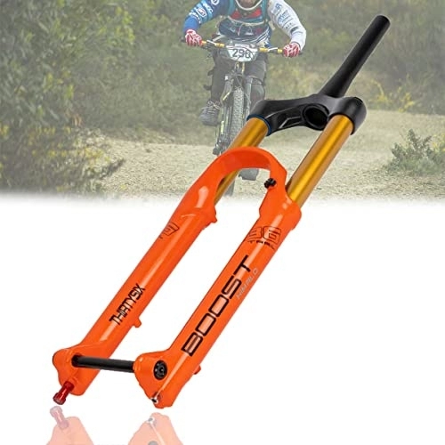 Mountain Bike Fork : Asiacreate MTB Downhill Suspension Fork 27.5 29 Inch Disc Brake Mountain Bike Front Fork Tapered Tube Air Forks Thru Axle 15mm Travel 140mm With Damping DH Fit TRAIL (Color : Orange, Size : 29'')