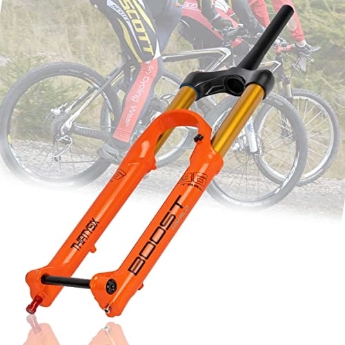 Mountain Bike Fork : Asiacreate MTB Suspension Fork For DH AM Rebound Adjustment Disc Brake Thru Axle 110 * 15mm Air Front Fork 160 / 180mm Travel Front Fork For 3.0 Tire (Color : Orange, Size : 27.5'')