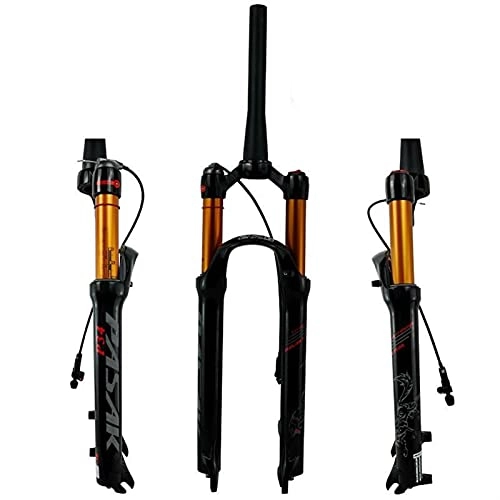 Mountain Bike Fork : Bicycle air forks bike fron fork26"27.5"29er 1-1 / 2" MTB mountain suspension fork airresilience oil damping line lock 39.8 centru (Color : 26RL matte spring)