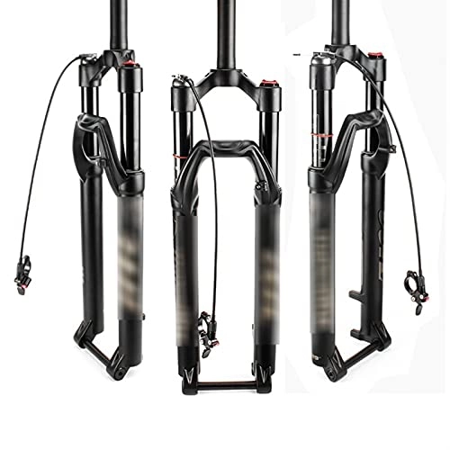 Mountain Bike Fork : Bicycle Fork Air MTB Suspension Fork Pneumatic Front Fork Mountain Bike 26 27.5 29 Inch (Color : 27.5 Remote Control Black)