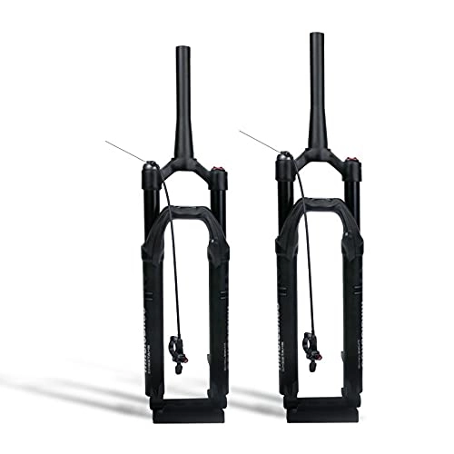 Mountain Bike Fork : Bicycle Fork Mountain Bike Full Suspension Fork Bicycle Front Fork Cone Tube Tube Axle Pneumatic Front Fork Wire Suspension Shock Absorber with Damping (Color : Wire Control, Size : 27.5INCH)