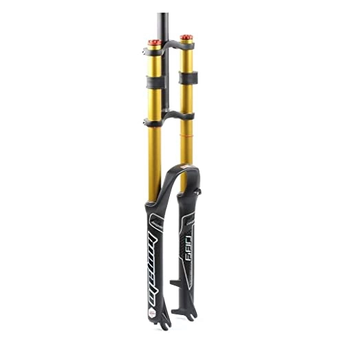 Mountain Bike Fork : Bicycle Fork, Mountain Bike Suspension Fork 26 / 27.5 / 29 Inch Double Shoulder MTB Air Forks, Downhill Rappelling Travel 130Mm Damping