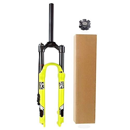Mountain Bike Fork : Bicycle MTB Suspension Fork 26 27.5 29 Inch Air Shock Absorber Straight / Tapered Disc Brake Mountain Bike Front Fork Travel 130mm Yellow