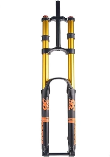 Mountain Bike Fork : bicycle shock absorber fork 26 27.5 29 Inch DH Downhill Mountain Bike Suspension Fork ，Travel 160mm MTB Air Fork Rebound Adjust Double Shoulder Bicycle Front Fork Thru Axle 15x110mm ( Color : Gold , S