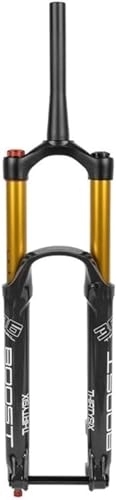 Mountain Bike Fork : Bicycle shock absorber fork Mountain Bike Suspension Forks Travel 180mm Rebound Adjust Manual Lockout 1-1 / 2'' Tapered Bicycle Front Fork Thru Axle 15x110mm Boost Disc Brake (Color : Gold, Size : 29i