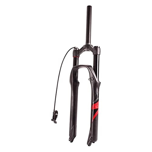 Mountain Bike Fork : Bicycle Suspension Air Fork Forks 26" / 27.5" / 29" MTB Bike Front Fork Remote Control Travel 130mm QR 1-1 / 8" Disc Brake Steerer (Color : Black frame+red label, Size : 27.5inch)