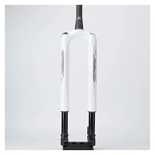Mountain Bike Fork : Bicycle suspension fork 26 v brake RS1 MTB Carbon Fork Mountain Bike Fork Air 27.5 29" ACS Solo Thru 100 * 15MM Predictive Steering Suspension Oil and Gas Fork (Color : 27.5inch White)