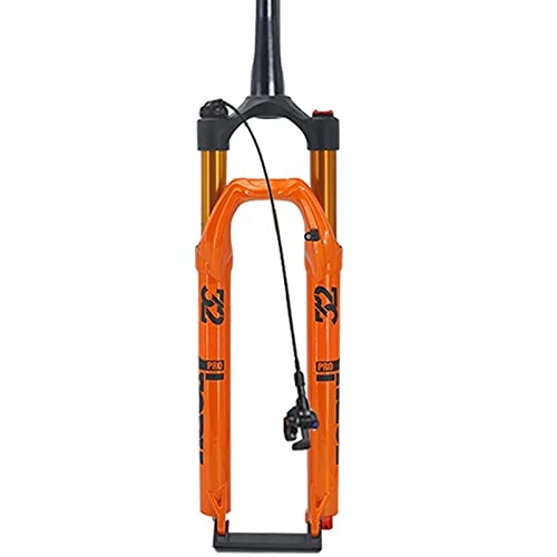 Mountain Bike Fork : bike forks Mountain Bike Cone Tube Opening Front Fork Wire Control Damping Adjustment 27.5 29 Inch Stroke 120mm (Color : Orange, Size : 27.5inch)