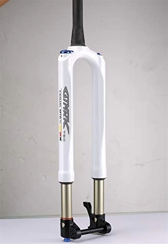 Mountain Bike Fork : Bike forks MTB Carbon Bicycle Fork Mountain Bike Fork 27.5 29er RS1 ACS Solo Air 100*15MM Predictive Steering Suspension Oil and Gas Fork mtb fork ( Color : 27.5inch White )