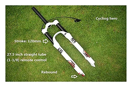 Mountain Bike Fork : bike forks Straight Pipe (1-1 / 8) Cone Pipe (1-1 / 2) Air Suspension Mountain Bike Fork Plug 26 27.5 29 Inch (Color : Brown)