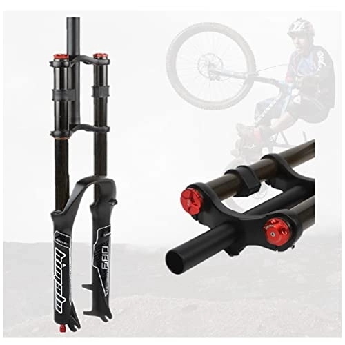 Mountain Bike Fork : Bike Suspension Fork 26 / 27.5 / 29" For Mountain Bike DH XC MTB Air Fork 130mm Travel Double Shoulder Downhill Straight Tube Bicycle Front Fork Rebound Adjust (Color : Black, Size : 26inch)