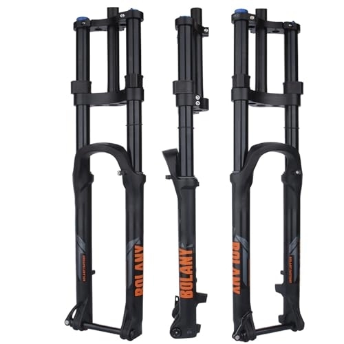 Mountain Bike Fork : Bike Suspension Forks 27.5 / 29" Mountain Bike DH Air Double Shoulder Downhill Rappelling Shock Absorber Straight Tube Adjustable Rebound For AM XC DH (Color : Black, Size : Straight 29'')