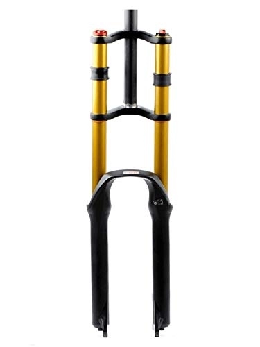 Mountain Bike Fork : Bike Suspension Forks DH Downhill Suspension Fork 26 27.5 29 Inch Disc Brake Bicycle Fork MTB 1-1 / 8 1-1 / 2 Mountain Bike Fork 135mm Travel QR With Damping (Color : B-Gold, Size : 26in)