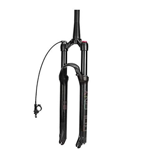 Mountain Bike Fork : BIKERISK Tapered Fork MTB Bicycle Air Fat Fork 26 / 27.5 / 29 inch Mountain Bike Suspension Fork 9mm Axle Bicycle Forks Smart Lock Out Damping Adjust 100mm Travel Remote Lock Out Cycling Fork, Black, 26