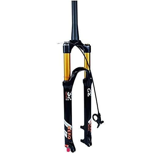 Mountain Bike Fork : Bktmen Air Suspension Front Fork Rebound Adjustment Straight / Tapered Tube Ultralight Alloy 140mm Travel QR 9mm for Mountain Bike (Color : Tapered Remote, Size : 26 inches)