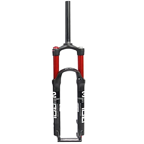 Mountain Bike Fork : Bktmen Bicycle Front Fork Travel 120mm Straight Pipe 1-1 / 8 Inches Shock Absorber Mountain Bike Suspension Forks Double Chamber (Color : Red, Size : 26 inches)