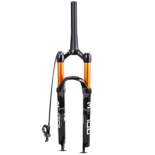 Mountain Bike Fork : Bktmen Bicycle Front Fork Travel 120mm Straight Pipe 1-1 / 8 Inches Shock Absorber Mountain Bike Suspension Forks Manual Lockout (Color : Tapered Remote, Size : 27.5 inches)