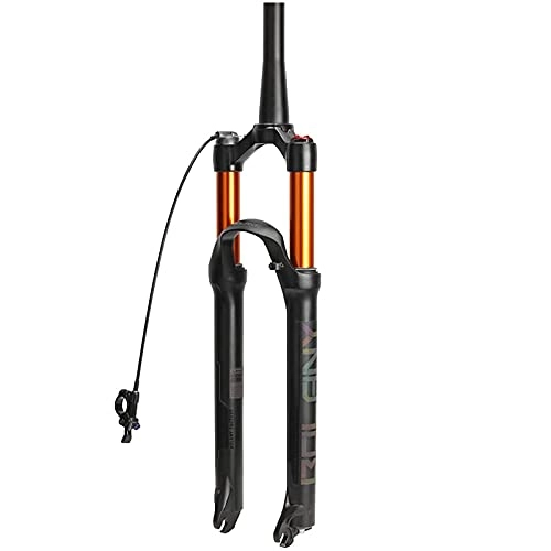 Mountain Bike Fork : Bktmen Mountain Bike Front Forks Straight / Tapered Tube Rebound Adjustment Air Suspension Front Fork Manual / Remote Lockout (Color : Tapered Remote, Size : 26 inches)