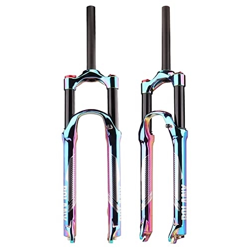 Mountain Bike Fork : BOLANY 27.5 / 29 inch 120mm Rainbow Supension Air Fork Aluminum Alloy Straight Steerer Vacuum Plated Colorful MTB Bike Front Fork (29 inch)