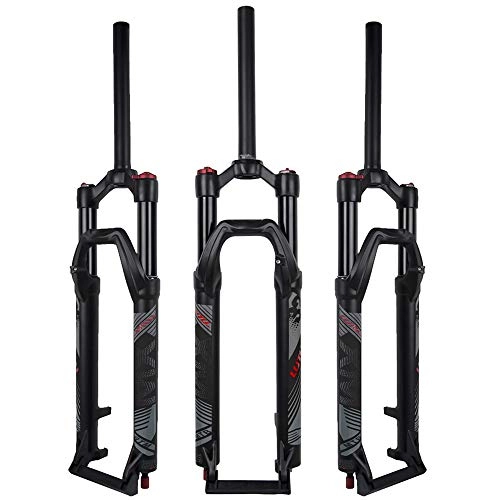 Mountain Bike Fork : BOLANY Air MTB Suspension Fork 26 / 27.5 / 29, Rebound Adjust Straight Tube 28.6mm QR 9mm Travel 120mm Manual / Crown Lockout Mountain Bike Forks, Ultralight Gas Shock XC Bicycle-Black, 27.5