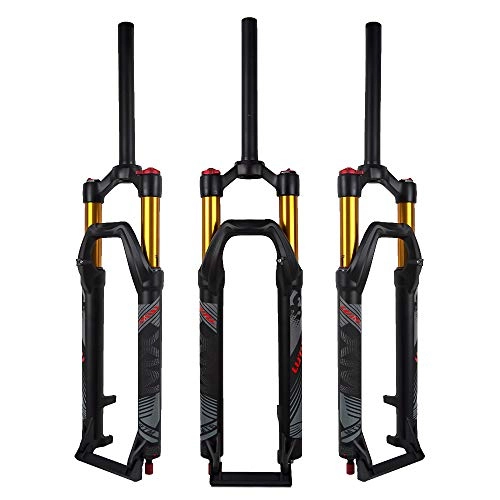 Mountain Bike Fork : BOLANY Air MTB Suspension Fork 26 / 27.5 / 29, Rebound Adjust Straight Tube 28.6mm QR 9mm Travel 120mm Manual / Crown Lockout Mountain Bike Forks, Ultralight Gas Shock XC Bicycle-Black Gold, 29