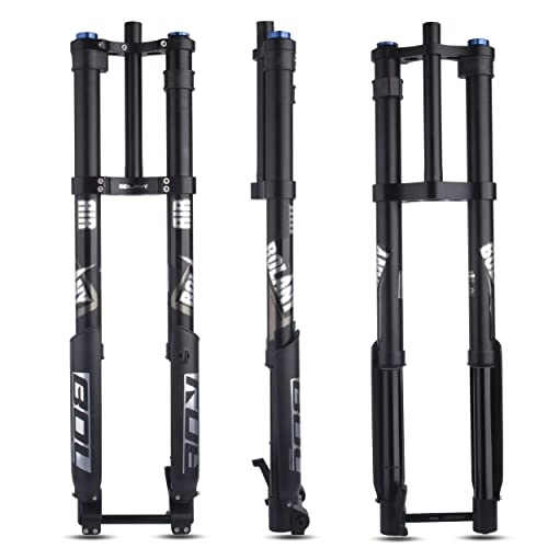 Mountain Bike Fork : BOLANY Downhill Mountain Bike Air Suspension Front Fork Double Shoulder Inverted Aluminum Alloy Thru-Axle Boost Spacing 15 * 110mm Fork Fit for Disc Brake 26 / 27.5 / 29 Inch Tire (Straight Steerer)