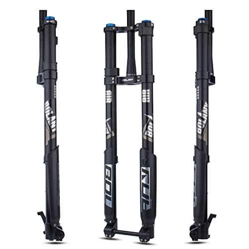 Mountain Bike Fork : BOLANY Downhill Mountain Bike Air Suspension Front Fork Double Shoulder Inverted Aluminum Alloy Thru-Axle Boost Spacing 15 * 110mm Fork Fit for Disc Brake 26 / 27.5 / 29 Inch Tire (Tapered Steerer)