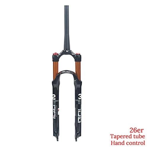 Mountain Bike Fork : BOLANY Mountain Bike Front Fork，26 / 27.5 / 29 inch Suspension MTB Gas Fork ，Smart Lock Out Damping Adjust 100mm Travel Straight / Tapered Tube Bicycle Front Fork (26er, Tapered tube hand control)