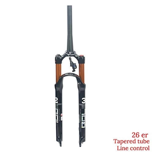 Mountain Bike Fork : BOLANY Mountain Bike Front Fork，26 / 27.5 / 29 inch Suspension MTB Gas Fork ，Smart Lock Out Damping Adjust 100mm Travel Straight / Tapered Tube Bicycle Front Fork (26er, Tapered tube line control)